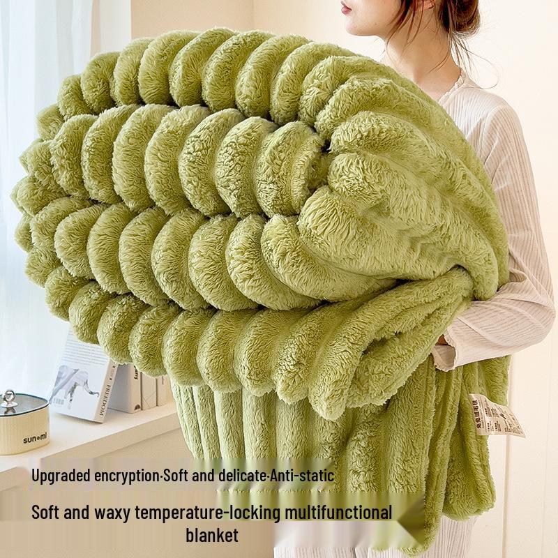 Теплое одеяло из плюша с кроличьим мехом и кораллового флиса: Утолщенное одеяло для зимы, весны и осени – идеально для общежития, односпальной или двуспальной кровати.