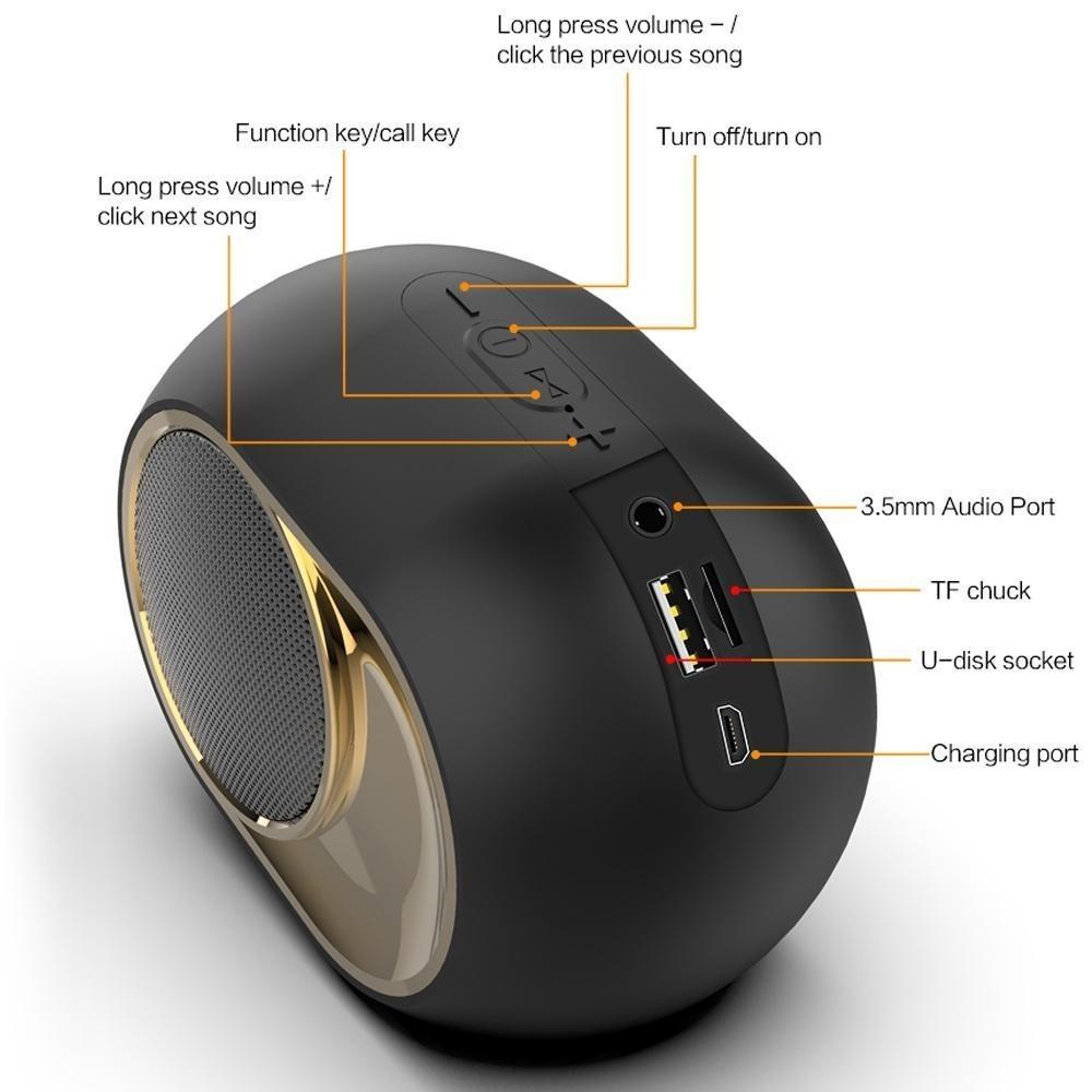 Портативная беспроводная колонка Bluetooth-колонка Стереоколонка TWS 3D-колонка с басами и функцией громкой связи Водонепроницаемые аудиоаксессуары