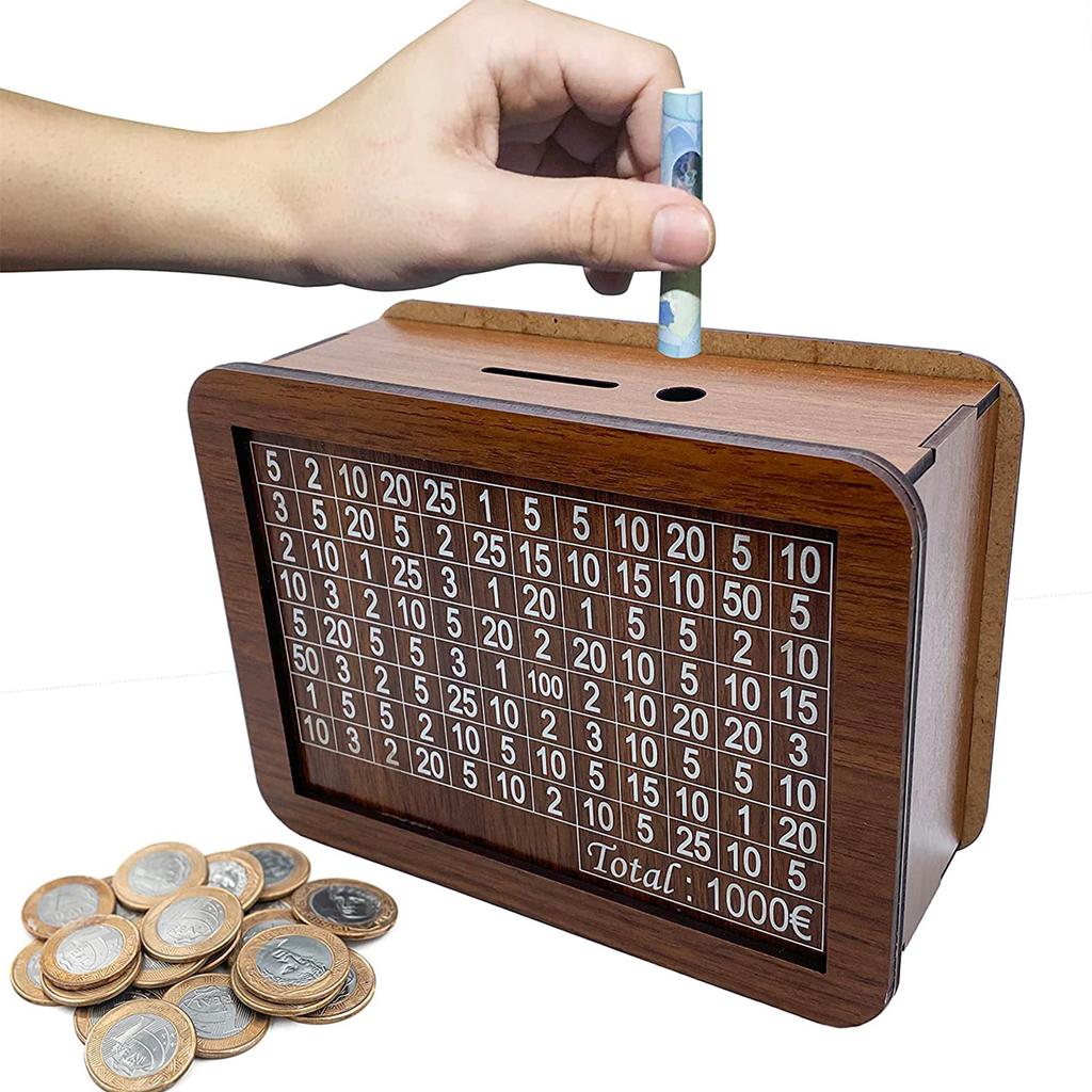 Wooden Counter Piggy Bank Coin Box Piggy Bank Crafting Art for Children's Birthday Holiday Gifts