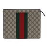 Gucci GG Supreme Retro Presbyopia Logo Striped Web Canvas Clutch Regular Men's Beige