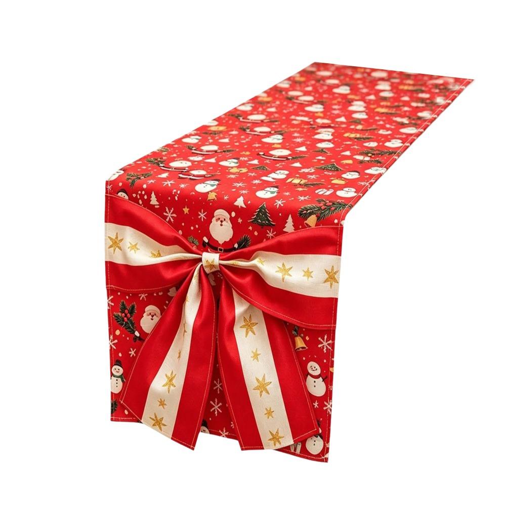 Golden Accents Christmas Table Runner Bows Accents Festive Table Decoration Christmas Dinner