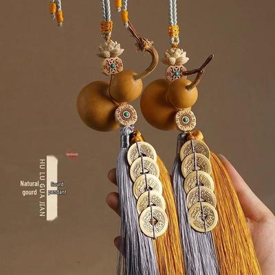 Самшит Благоприятный Декор Монет для Прихожей: Натуральная тыква-горлянка и пять монет императоров для спальни и гостиной