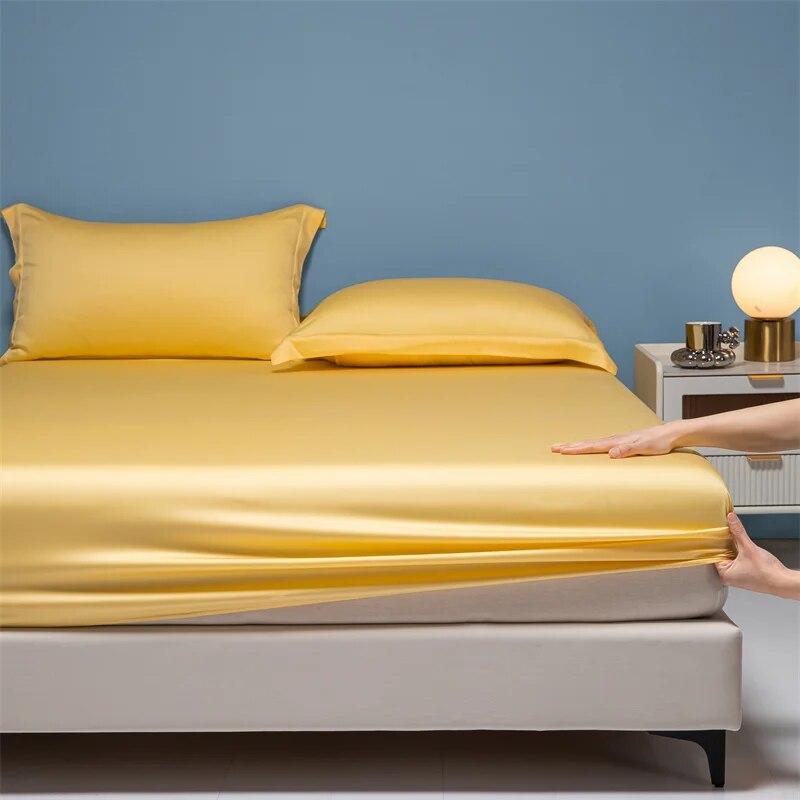 Real Silk Fitted Sheet Natural Mulberry Silk Fitted Sheet Mattress Cover Customized Size Silk Sheet Solid Color Fitted Sheet