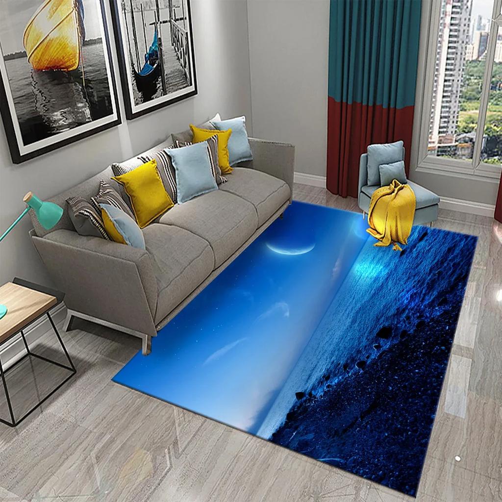 3D Moon Carpet Flower View Mat for Kitchen Bathroom Toilet Non-slip Carpet Living Room Sofa Floor Carpet Home Bedroom Decor Rug