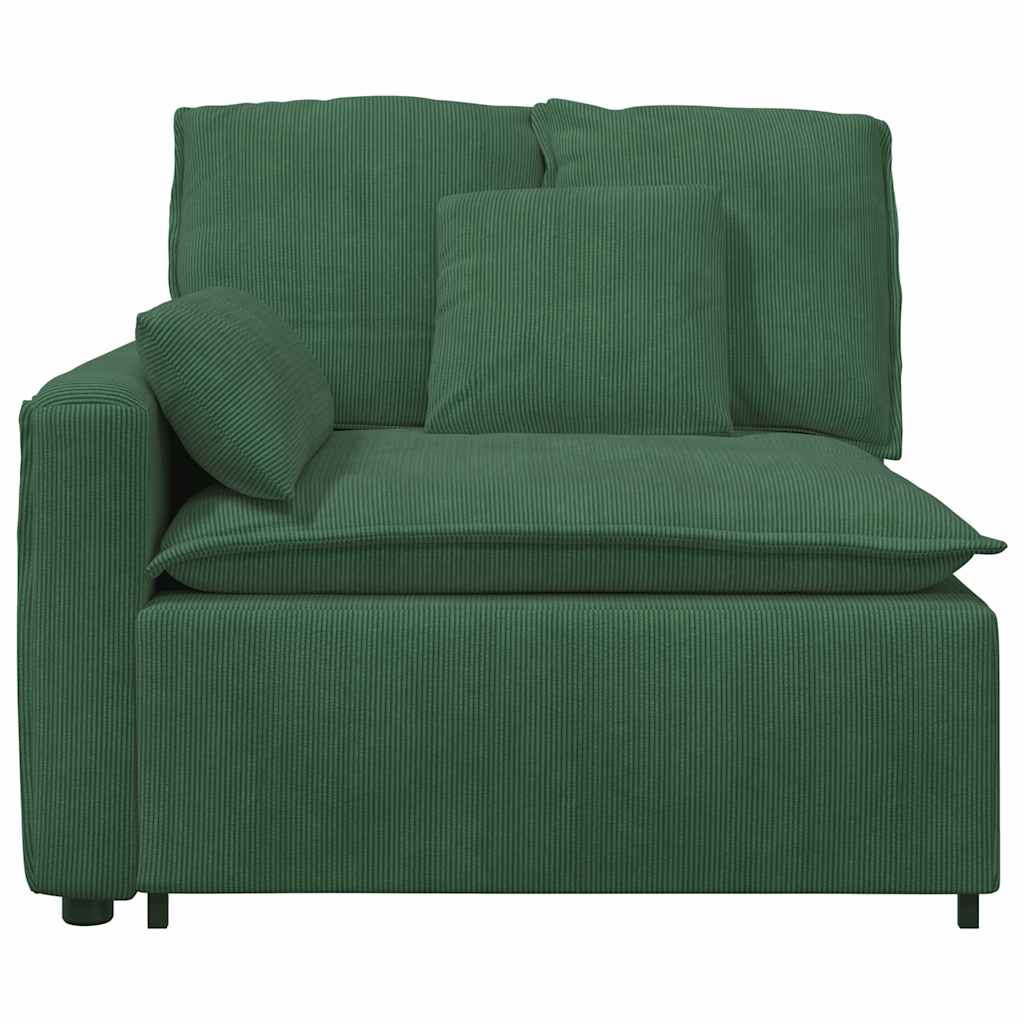 Modular Sofa End Module with Armrest and Cushions Dark Green 100 cm
