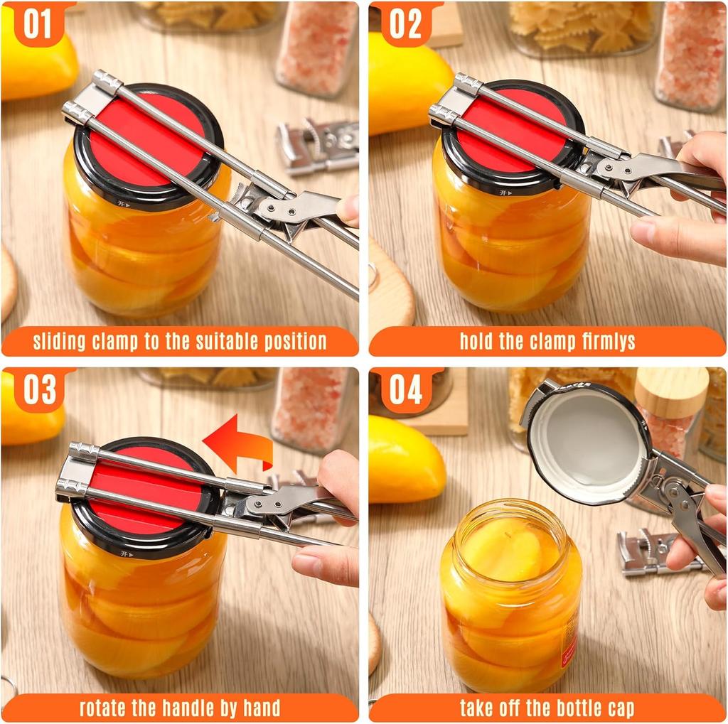 1 шт. Новый нескользящий консервный нож из нержавеющей стали, регулируемая открывалка для бутылок, регулируемый многофункциональный консервный нож из нержавеющей стали