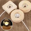 Wooden Led Light Display Base Crystal Glass Resin Art Ornament Wooden Night Lamp