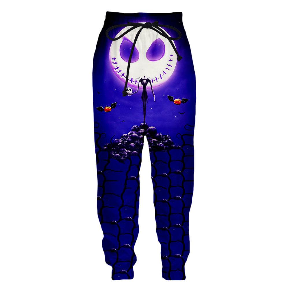 Брюки с принтом на Хэллоуин 3D цифровая печать Мужские и женские повседневные брюки для бега
