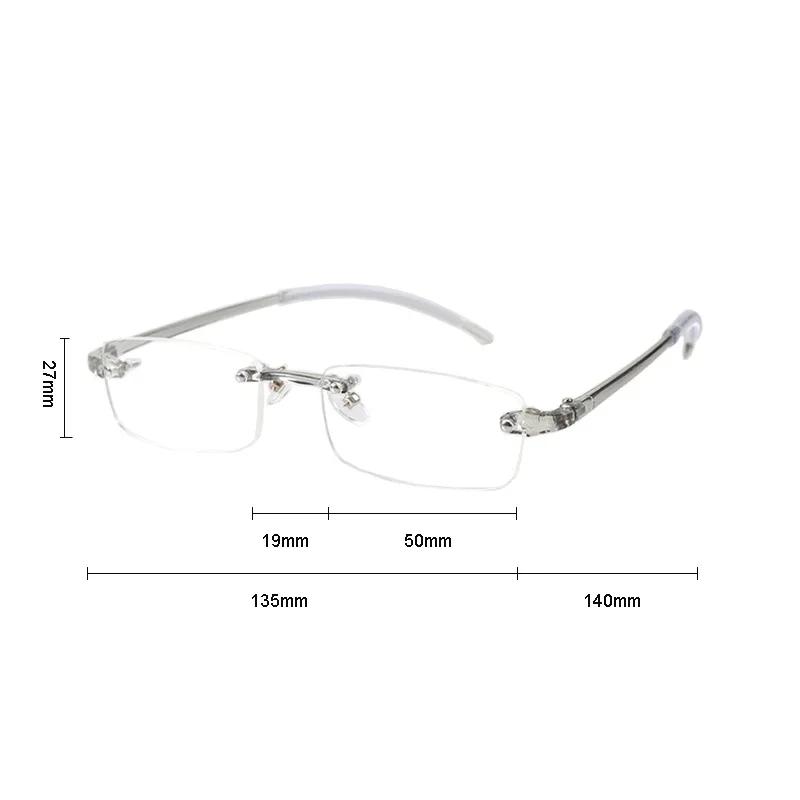 Винтажные безободковые готовые очки для миопии TR90 Сверхлегкие Мягкие Мужские Женские Сверхлегкие Полимерные Очки для Близорукости Диоптрии 100~250