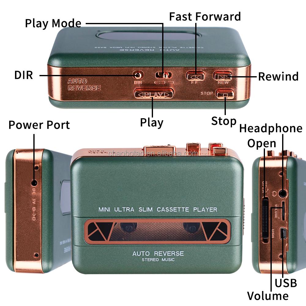 Factory Stereo Cassette Player Capture Tape Recorder Walkman Built in Speaker with Tape to MP3 Converter