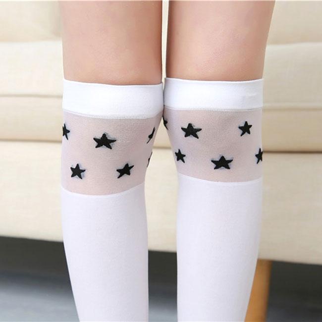 Детские белые длинные носки, кавайные милые носки до бедра с котом, кружевные носки с героями мультфильмов, весна-лето