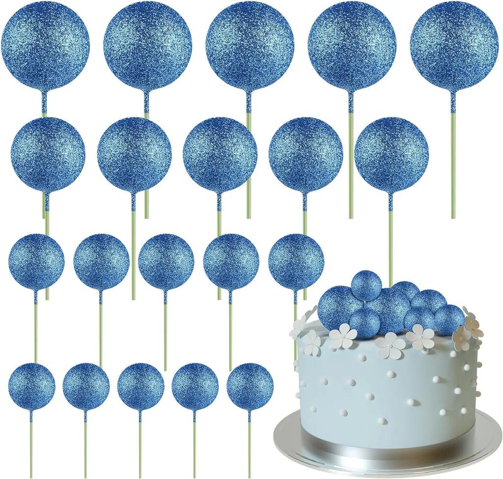 20 Pcs Mini Balloon Cake Topper Decorations with Gold Balls On Sticks - Cake Picks for Birthday, Wedding, and Party Decorations