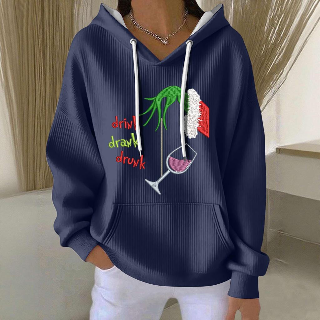 Женская модная повседневная толстовка с длинными рукавами и принтом рождественского ангела