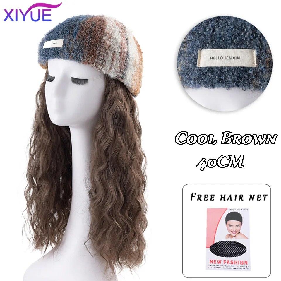 Шляпа, парик, женские длинные волосы, цельный, женская мода, ленивые, слегка вьющиеся волосы, бейсболка, парик, полное покрытие головы