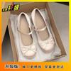 Single Shoes Women's 2025 Summer Buckle with Platform Satin Ballet Shoes Bow Thick Heel Mary Jane with High Heels