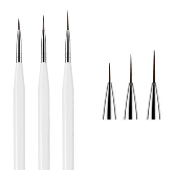 3шт акриловая кисть для дизайна ногтей, лайнер для рисования, ручка для маникюра, набор инструментов