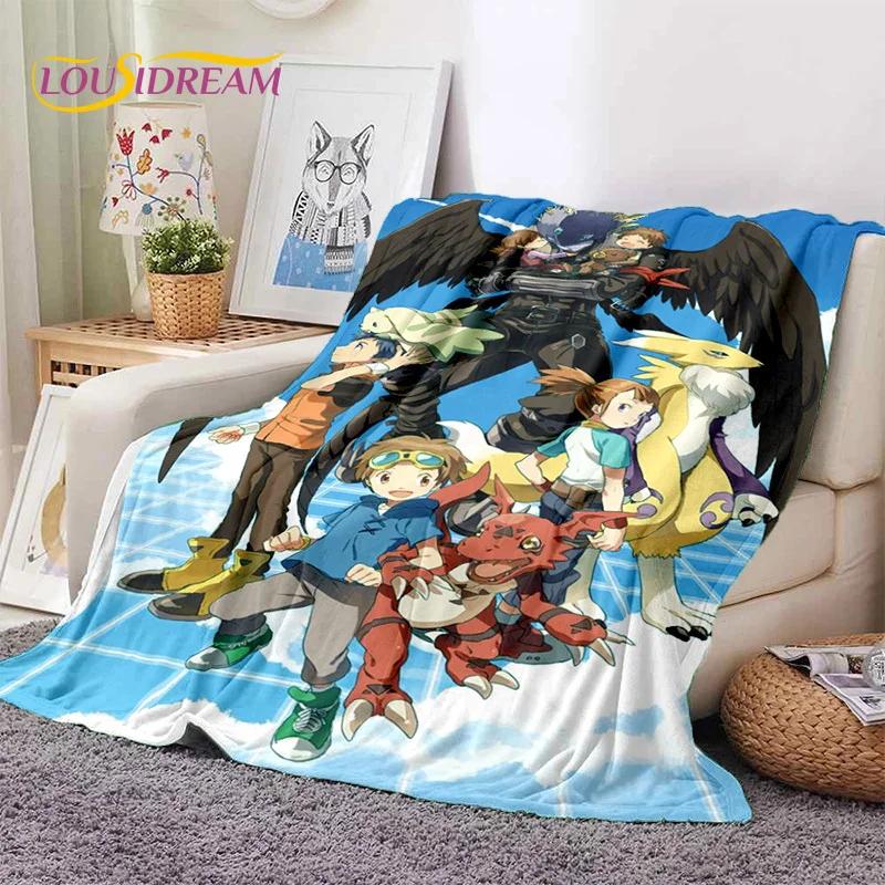Мягкое фланелевое одеяло в стиле ретро Digimon Adventure Monster Cartoon для кроватей, диванов, пикников, плед для покрывала, детский подарок