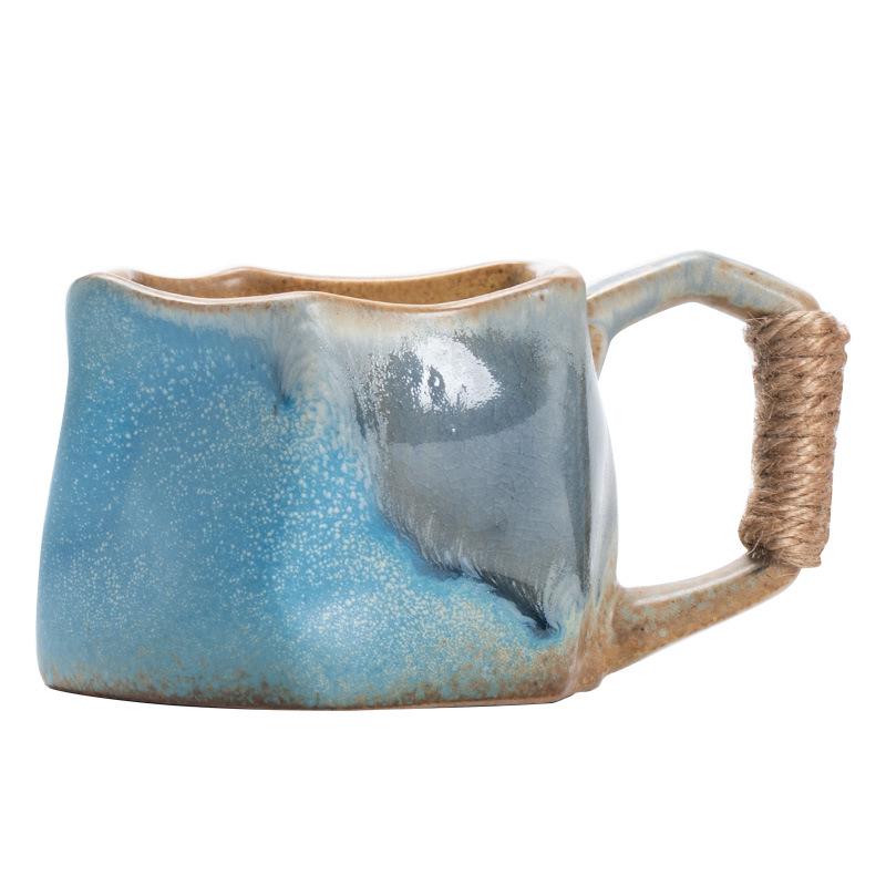 Irregular Retro Ceramic Coffee Mug - Unique Kiln-Changed Design
