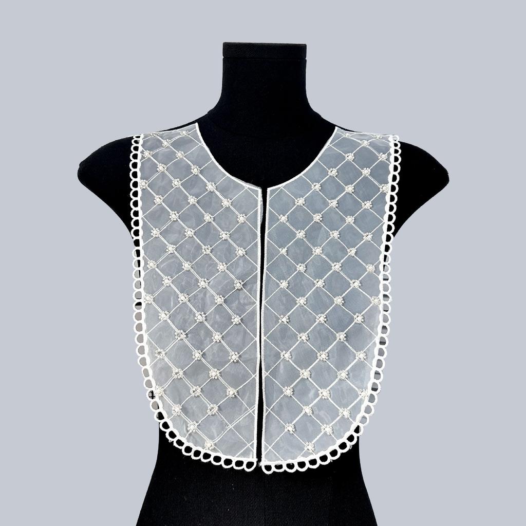 U-образный сетчатый воротник с бусинами, тканевая наклейка на воротник, вышитый воротник, цветок, ручная работа, аксессуары для бижутерии, аксессуары для одежды