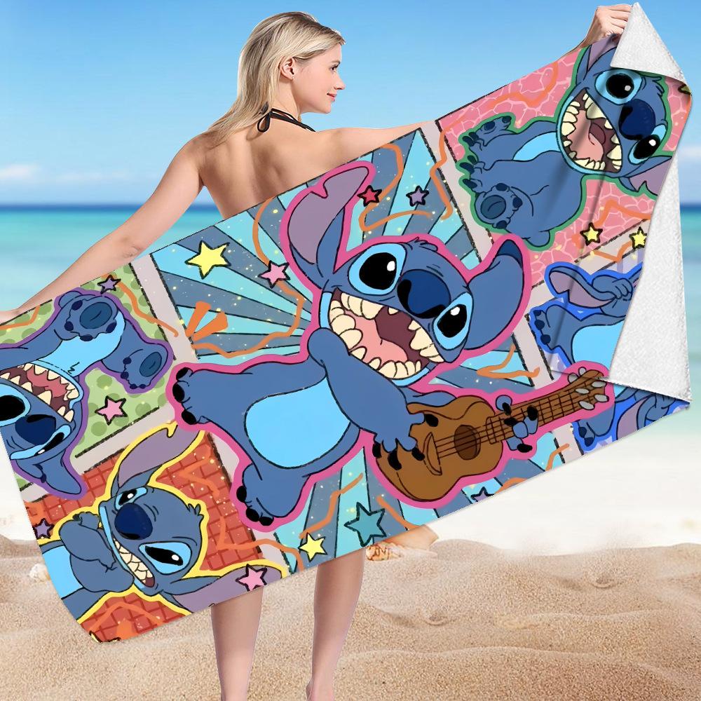 Stitch Zai Animation Beach Towel Microfiber Double-Sided Fleece Beach Towel Bath Towel Variety Square Towel Beach Towel