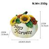 Resin Pumpkin Figurine with Sunflower Embellishment and Happy Harvest Lettering for Home Tabletop Decor Display