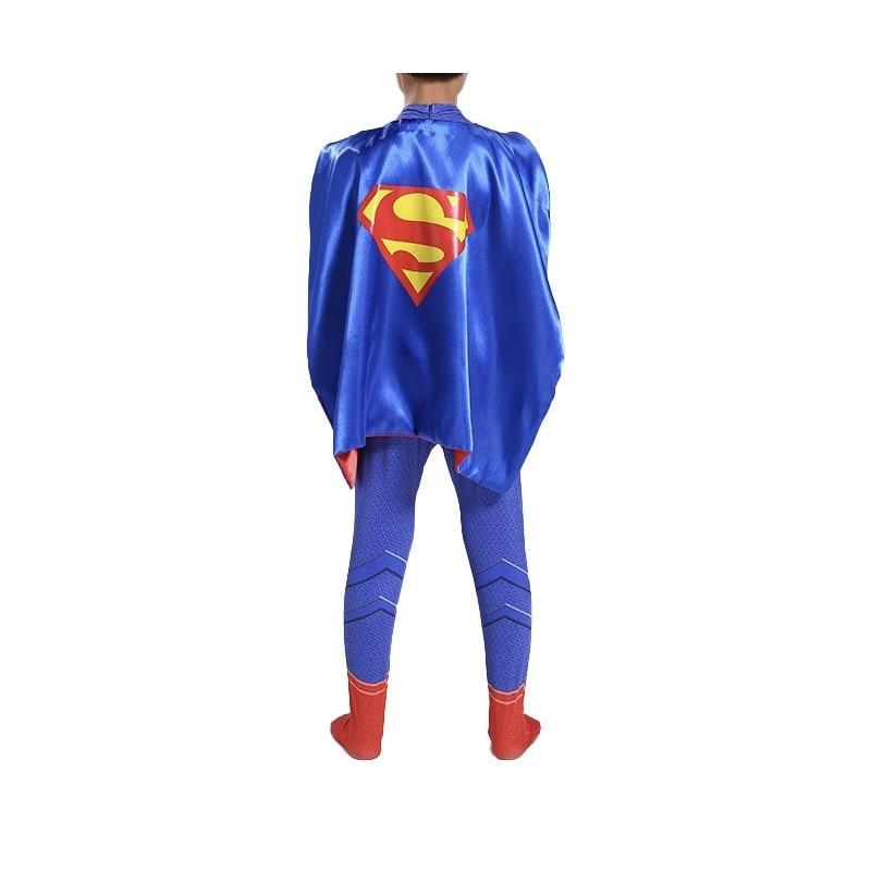 Kids Superman Costume with Cape 3D Lycra Premium Red Blue 140cm 6-7 Years