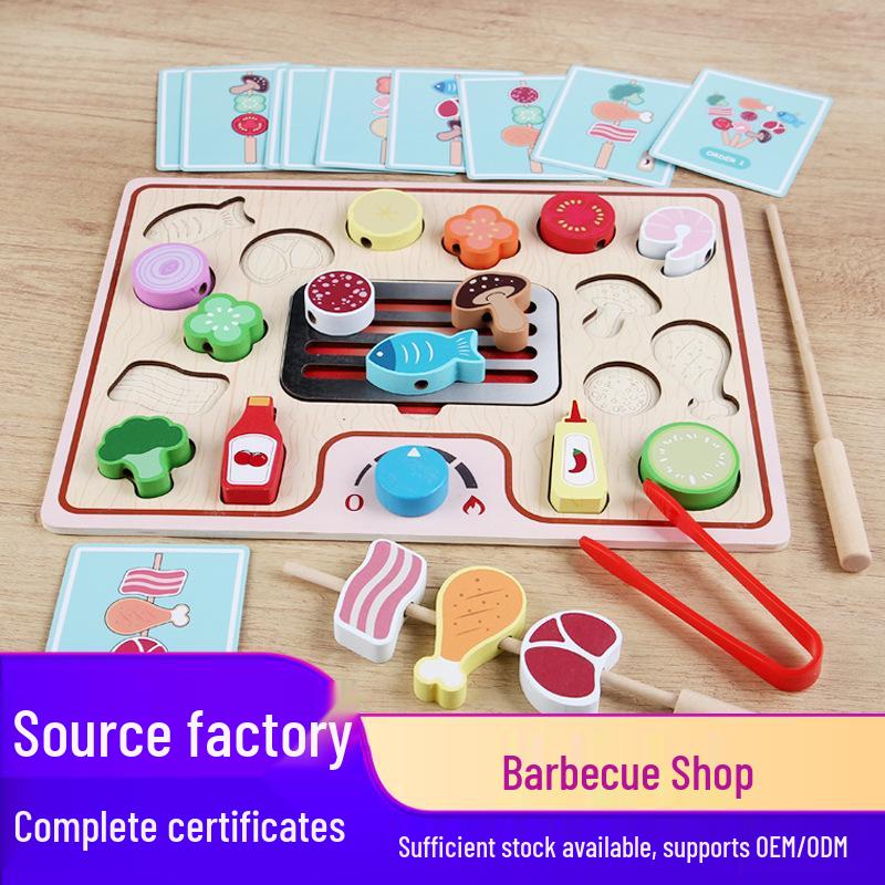 Wooden Role-Playing BBQ Playhouse: Early Education Puzzle Toy for Parent-Child Interaction