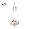 Hanging Cat Bed Boho Bed Hammock Handwoven Swing Basket with for Cats Removable Plush Cushion Cozy Indoor Home Decor Sleeping