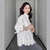 Женская рубашка класса люкс с белым кружевным пэчворком - Весенняя коллекция 2025: Трендовый, Универсальный и Стильный Топ Свободного Кроя