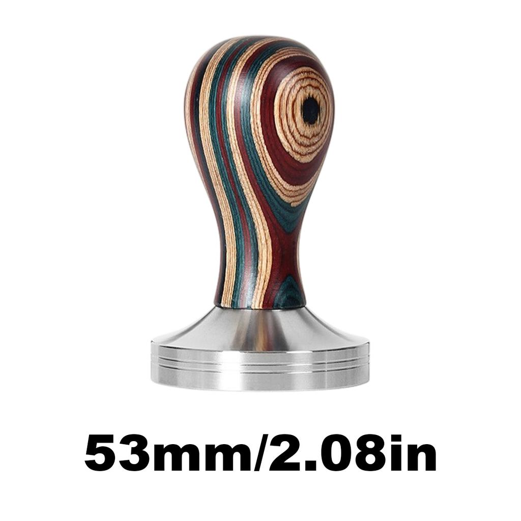 Темпер для эспрессо D2 51/53/58 мм, с рифленой основой и цветной деревянной ручкой для кофемашин, для быстрой и равномерной засыпки и утрамбовки