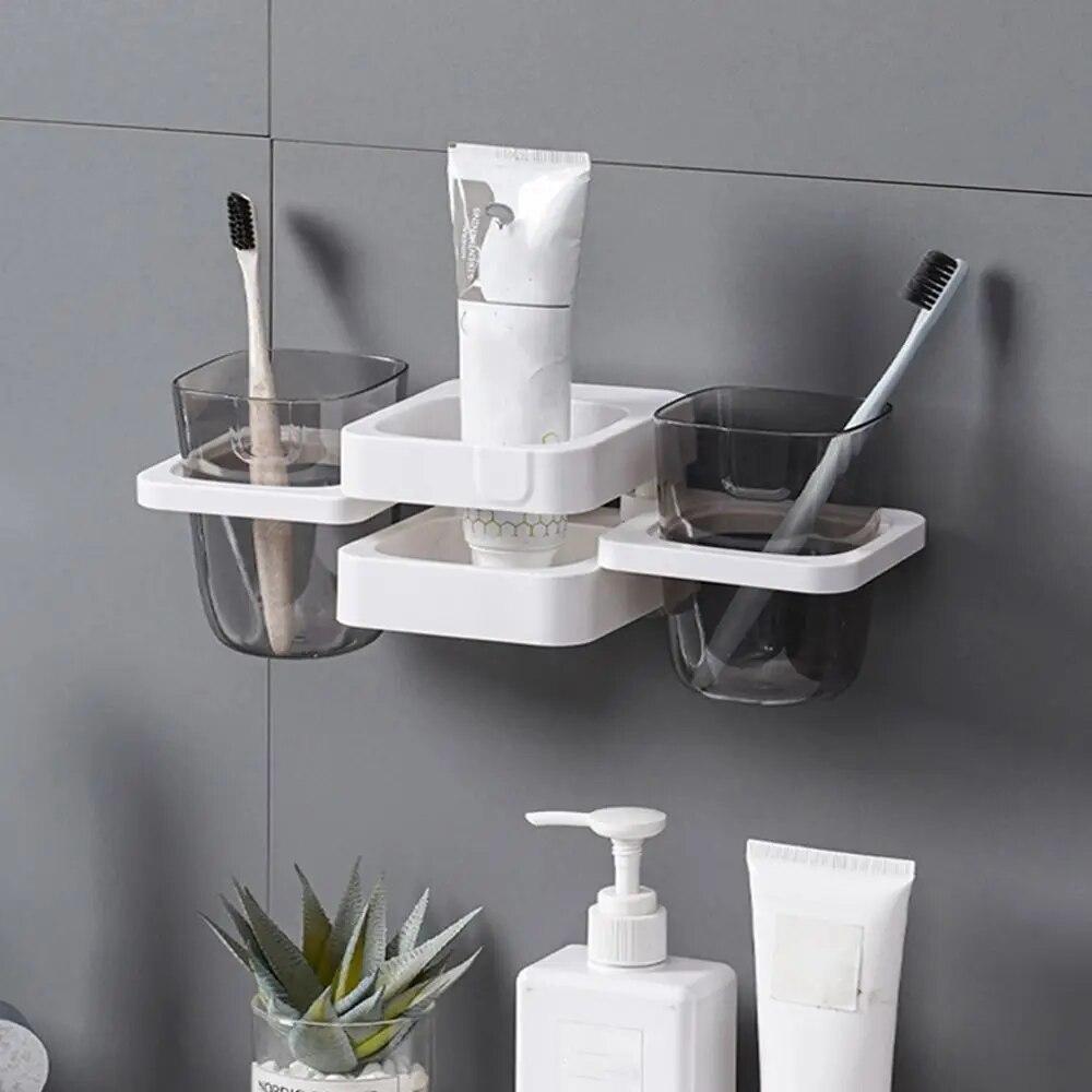 Аксессуары для ванной комнаты, сливная полка, стеллаж для хранения зубной пасты, подставка для чашек для полоскания рта, органайзер для электрической зубной щетки, держатель зубной щетки