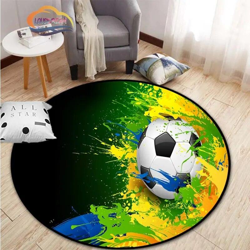 Ковер с изображением футбола, украшение для гостиной, круглая кровать, стул, коврик для дома, входная дверь, дети
