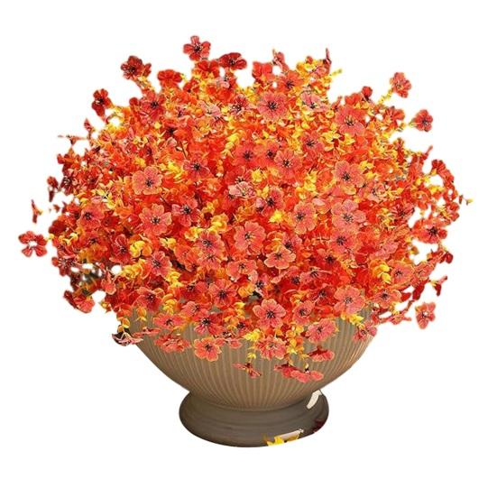 12 пучков искусственных цветов для улицы, разноцветная ипомея с эвкалиптом, устойчивый к УФ-излучению искусственный шелковый цветок для весны и лета, для дома, кашпо, крыльца