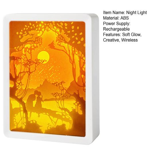 3D Бумажный Ночник для резьбы по бумаге Мягкий Свет Перезаряжаемый Креативный Бумажный Скульптуры Рамка Настольная Лампа Декоративная