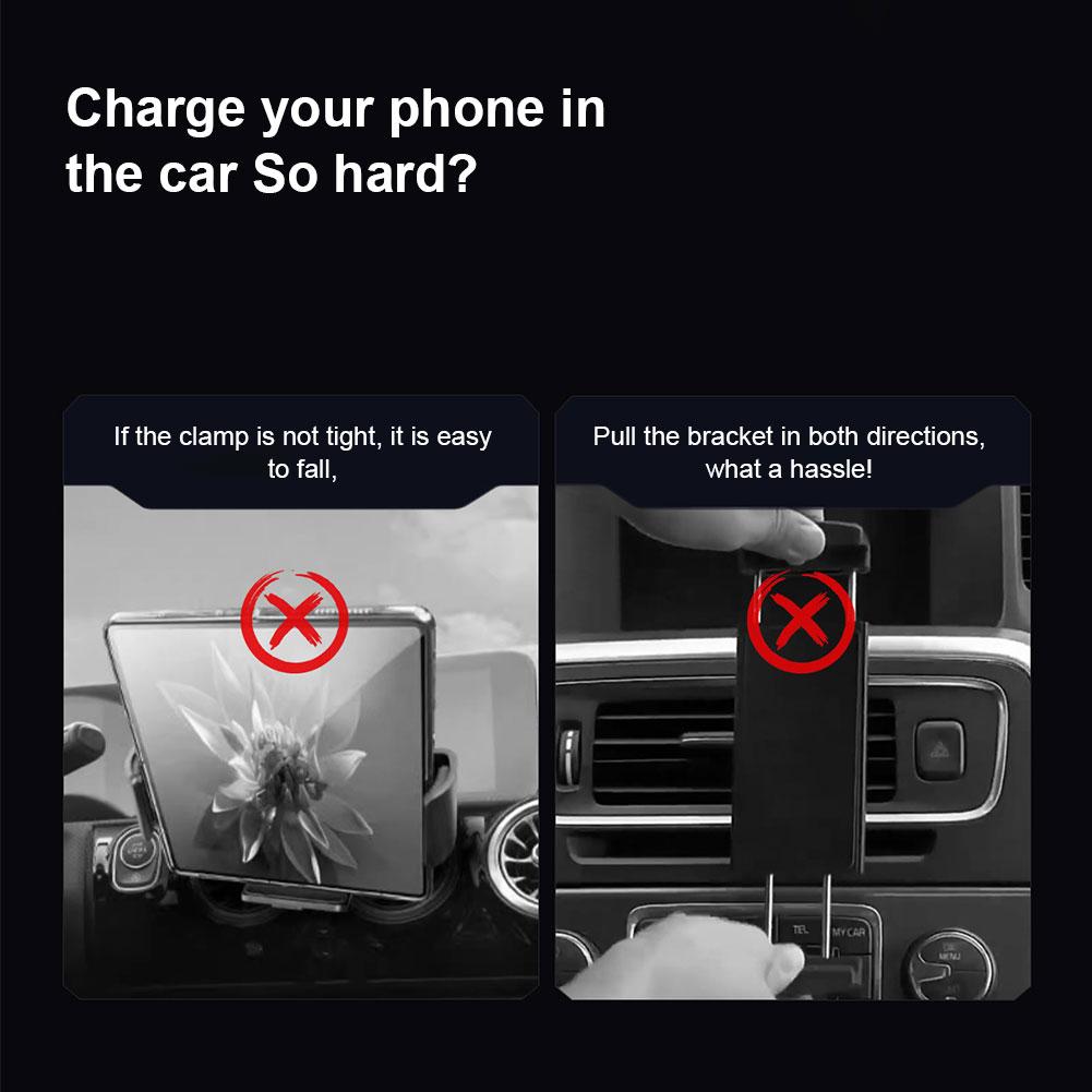 Car Wireless Charger One-Touch Rotatable Car Vent Phone Holder Fast Charging Cell Phone Holder for Smartphone/Pad/Foldable Phone