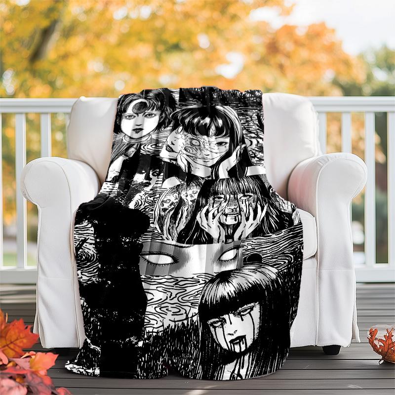Thriller Manga Junji Ito Tomie1 printed throw blanket—lightweight,soft,warm;versatile blanket for all seasons—perfect as &air-conditioning throw,nap b