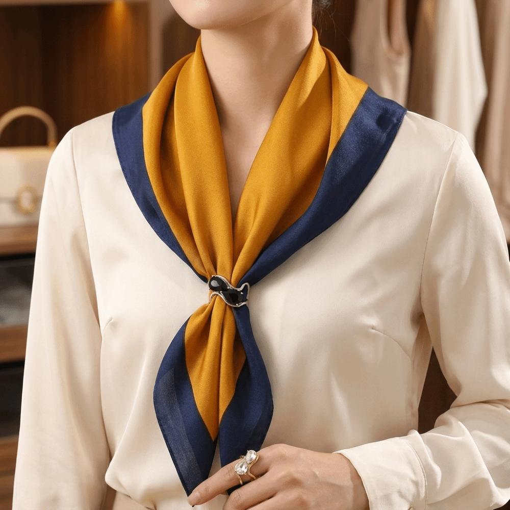 Shinny Scarf Ring Rhinestone Hijab Clip Elegant Double Teardrop Scarf Buckle Blouse