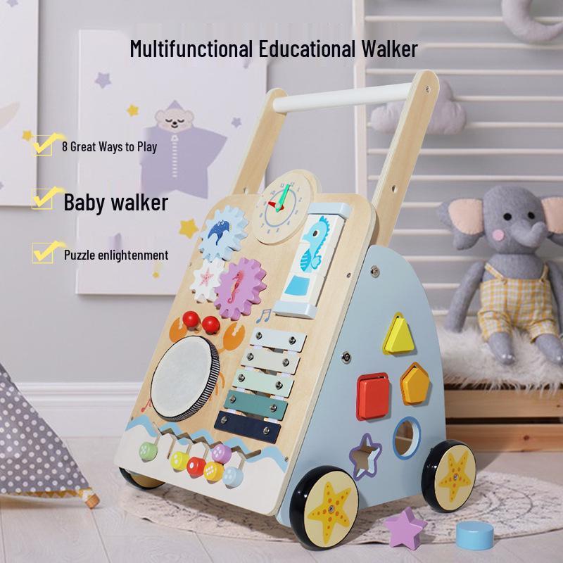 Children's Multifunctional Anti-Rollover Stroller Walker with Educational Toys