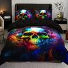 Color Skull Digital Printing Quilt Cover Bedding Home Textile Polyester Quilt Cover Three-Piece Set