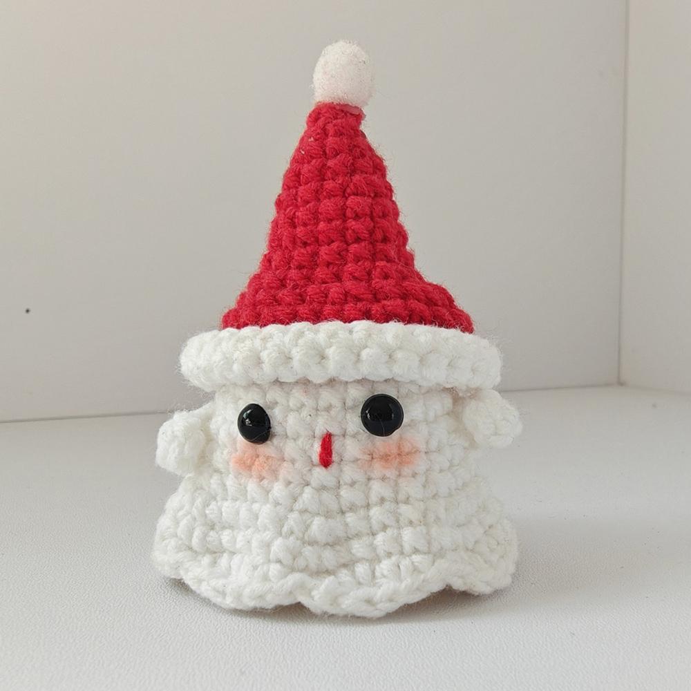 Funny Crochet Elk Deer Hat Ghost Doll Pendant Home Room Decoration Cute Handmade Knitted Xmas Tree Ghost Doll Christmas Gifts