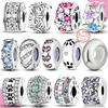 Charms Fit Original Beads Copper Clip Charms Zircon Silicone Spacer Beads Fit Bracelet Women Diy Gift