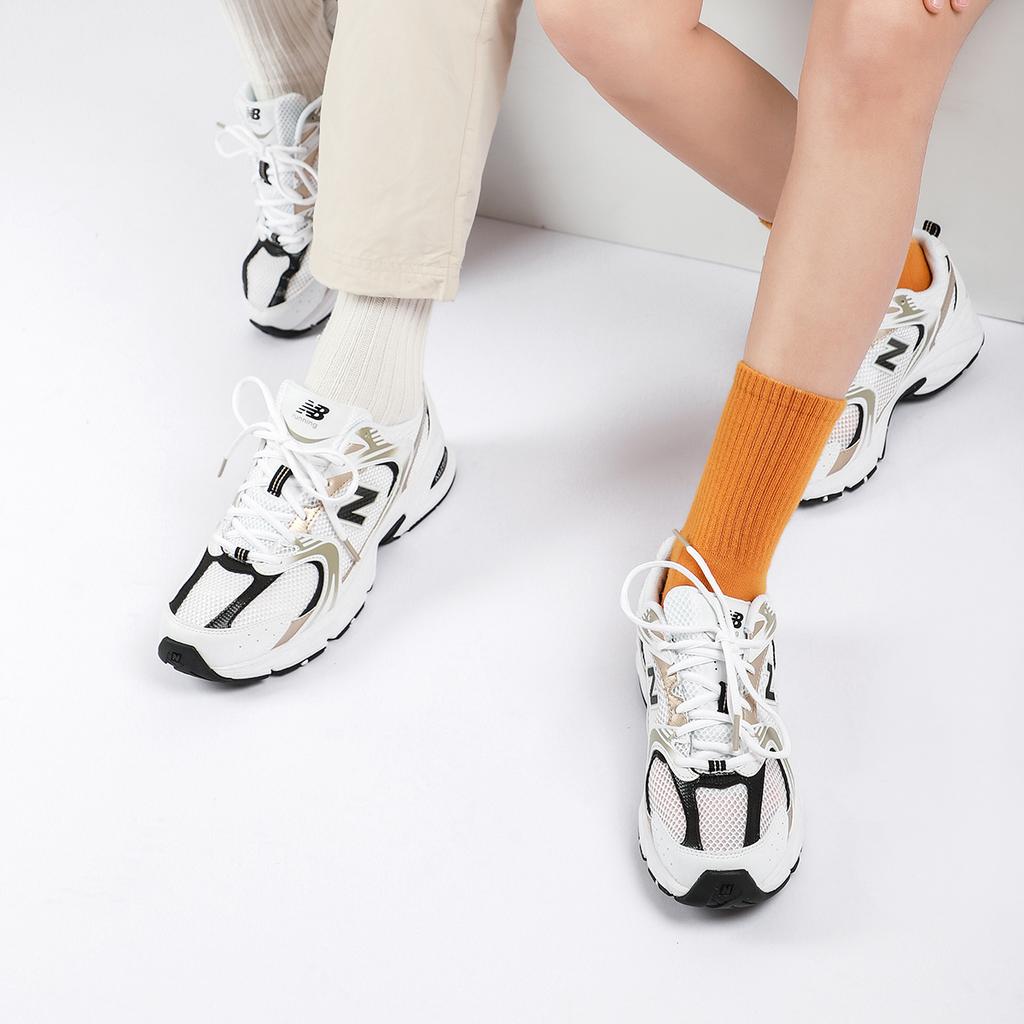 New Balance Nb Серия 530 Ретро Удобные Сетчатая Ткань Синтетическая Кожа Низкие По Кроссовки Повседневные Беговые Обувь Унисекс Кроссовки Белый Черный MR530UNI