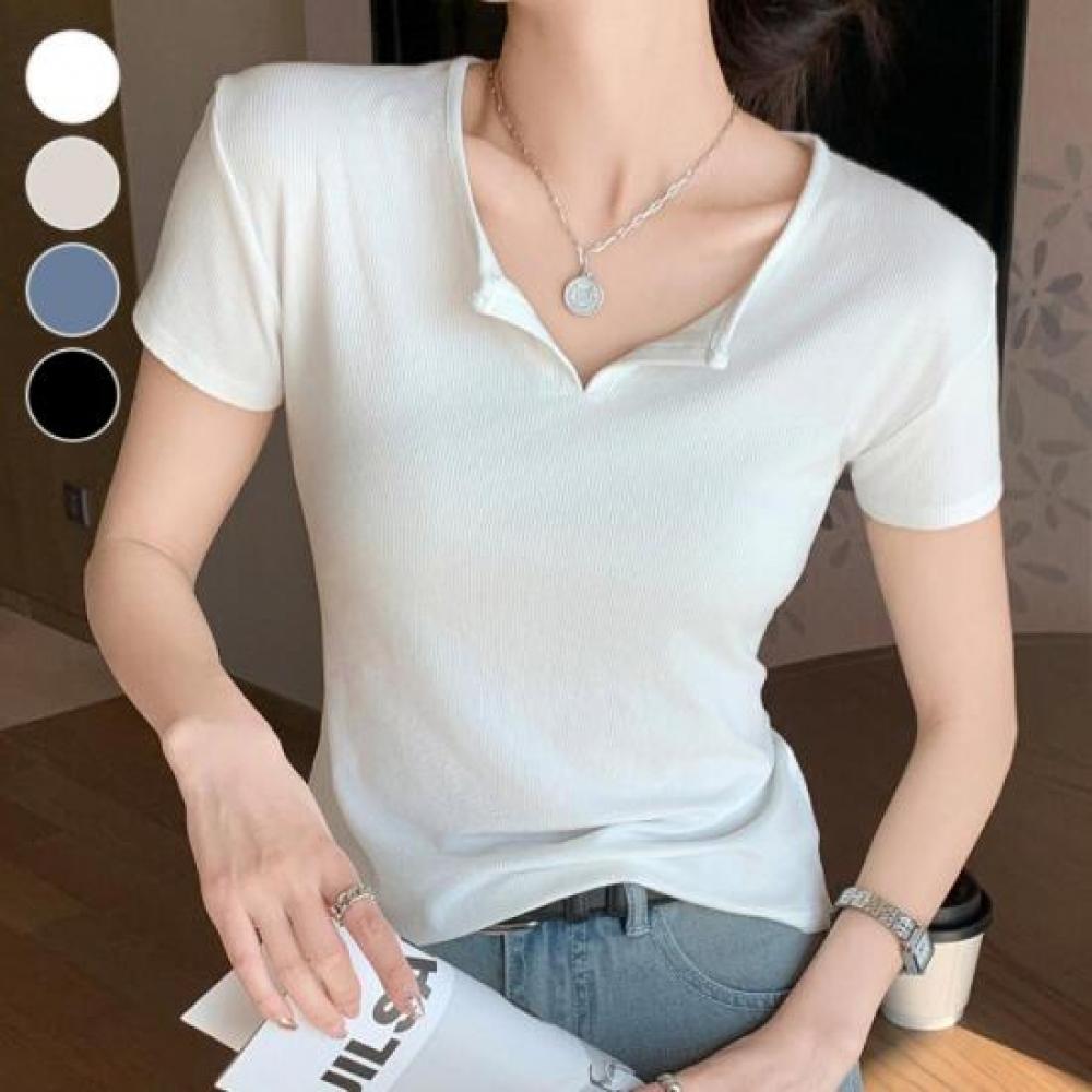 New Arrivals Open Run Women Slim FiT STripe SpliT ShorT Sleeve T shirT