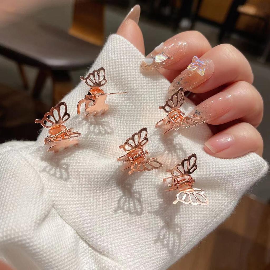 5pcs/set Small Metal Butterfly Hair Clip Claw Bangs Side Clip Hair Grasping Fashion Mini Hairpin Hair Accessories for Women Girl