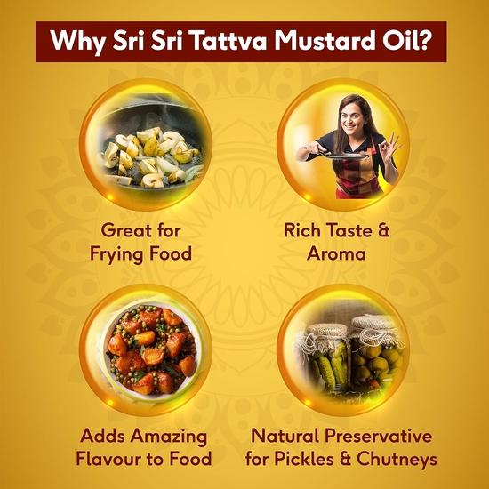 Sri Sri Tattva Бутылка горчичного масла «Премиум Качи Гани» | 500 мл (Упаковка из 2 шт.)| Не содержит масла аргемоны | Обогащен витаминами А и D