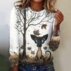 Harajuku Animals Cat Women's Autumn Long Sleeves Clothing Retro Round Neck T-Shirt Oversize Loose Top Pullover 2024 New Streetwe