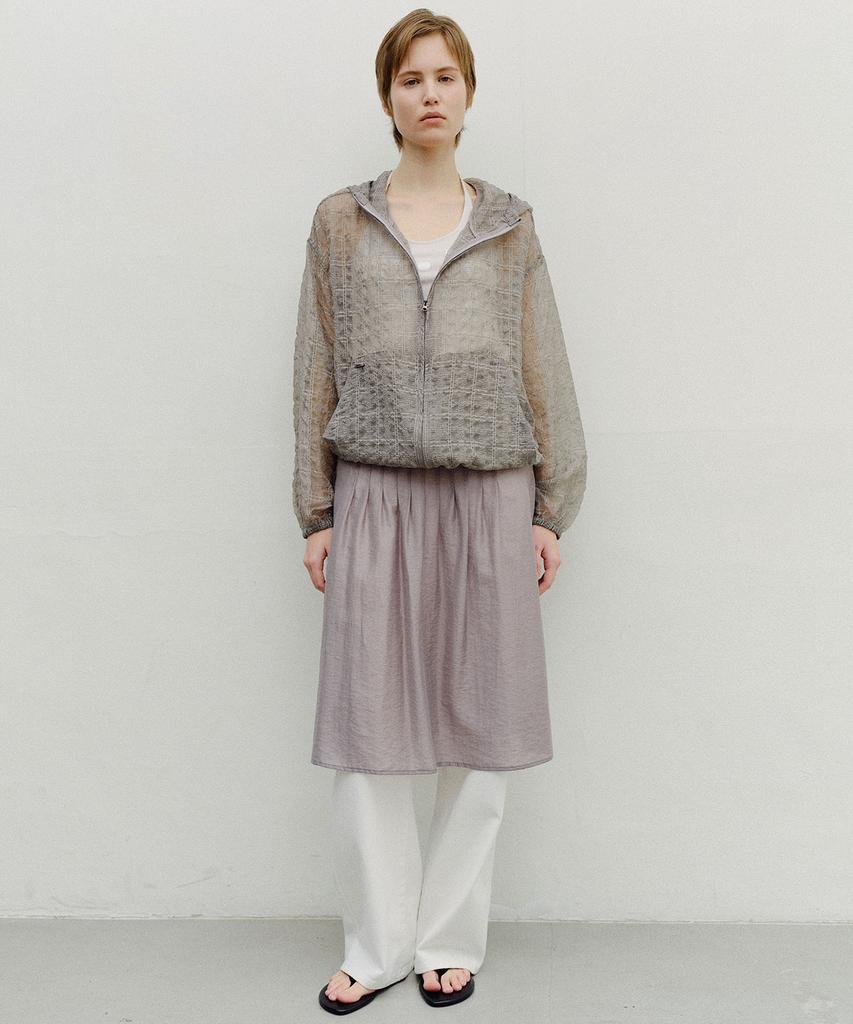 En Or Sheer Check Hooded Windbreaker - Gray