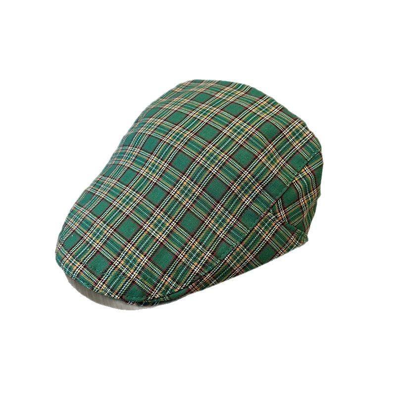 Pattern Vintage Checkered Beret Hat With Breathable Cotton For Women Fashion