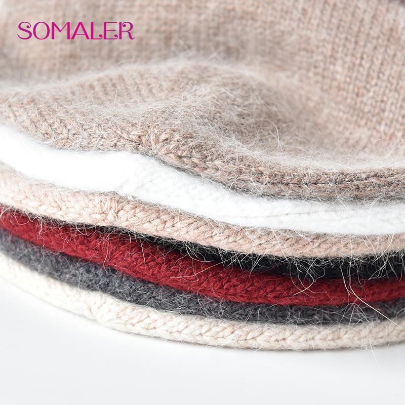 Зимняя вязаная шапка для женщин Премиум-шапка из меха кролика рекс Русская женская повседневная шапка со стразами