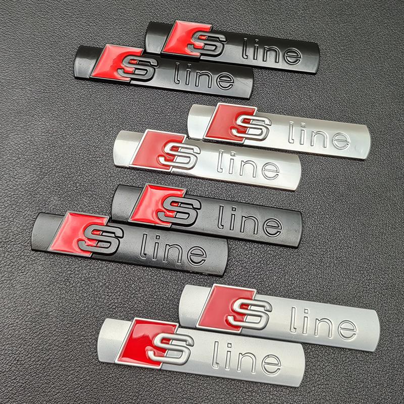 2pcs 3D Metal Sline Logo S LINE Emblem Car Fender Badge Sticker For f2 A1 A2 A3 A4 A5 A6 A7 Q2 Q3 Q5 Q7 SQ5 RS5 TT Accessories